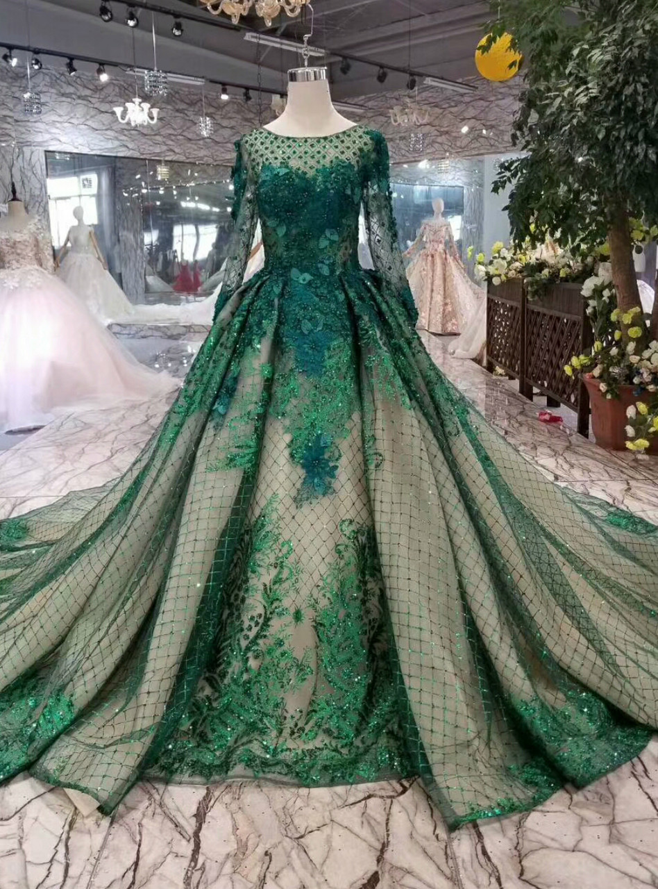 green color wedding dress